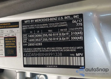 2017 Mercedes-Benz Gle 350 4Matic from USA, damaged, VIN 4JGDA5HBXHA991338